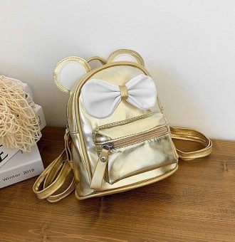 Маленький детский рюкзак Микки Маус с ушками и бантиком, мини рюкзачок для девоч. . фото 2