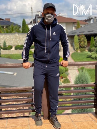 Качественный мужской спортивный костюм Adidas копия синий классический. Мужские . . фото 3