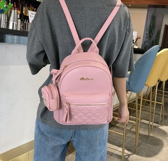 Стильный детский рюкзак для девочек с брелком, девочковый рюкзачок набор с кошел. . фото 5