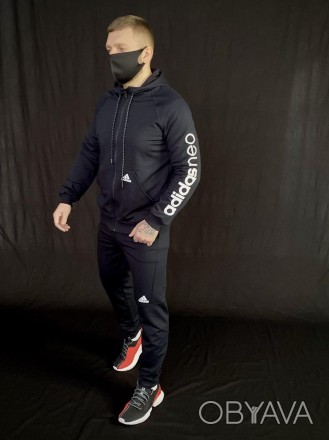 Мужской спортивный костюм Адидас Neo черный, качественные мужские спортивные шта. . фото 1