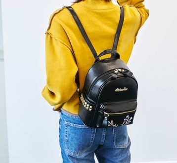 Детский мини рюкзак с цветами черный
 Характеристики:
	
	Материал: Качественная . . фото 7
