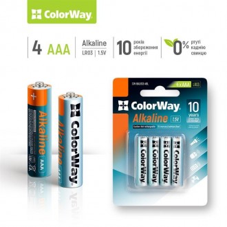 Батарейка ColorWay Alkaline Power AAA/LR03 BL 4шт 
 
Отправка данного товара про. . фото 3