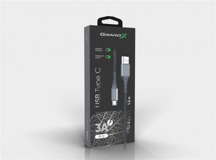 Кабель Grand-X USB-USB Type-C, 3A, 1.2м, Fast Сharge, Grey 
 
Отправка данного т. . фото 2