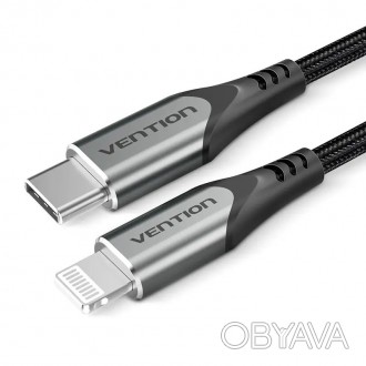 Сертифікований кабель Vention Type-C-Lightning PD 18W 3A 480Mbps.
Створений для . . фото 1