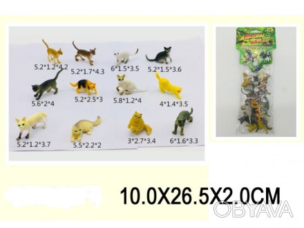 Животные пласт. LT02-2K кошки, 12 шт в наборе, в пакете 10*26,5*2,0см 
 
Отправк. . фото 1