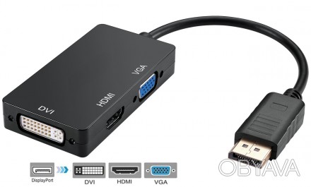 Переходник 3 в 1 Display Port - HDMI / DVI / VGA Black (5481)
