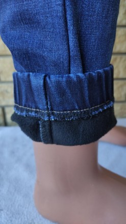 Джоггеры, джинсы с поясом на резинке зимние утепленные, на флисе, стрейчевые уни. . фото 11
