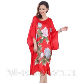 Элегантное атласное платье кимоно с небольшими разрезиками по бокам внизу, разме. . фото 2