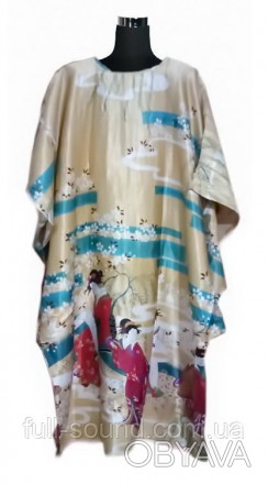 красивое шелковое платье с японскими мотивами, небольшие разрезики по бокам, оче. . фото 1