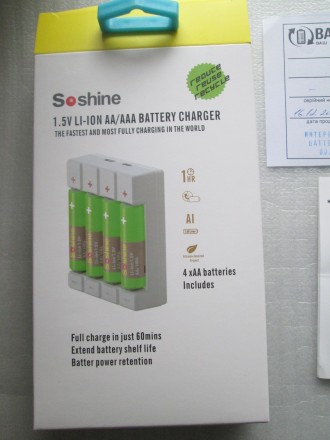 Зарядний пристрій Soshine Chocolate 1.5V USB Charger. Тількі для літієвих акумул. . фото 7