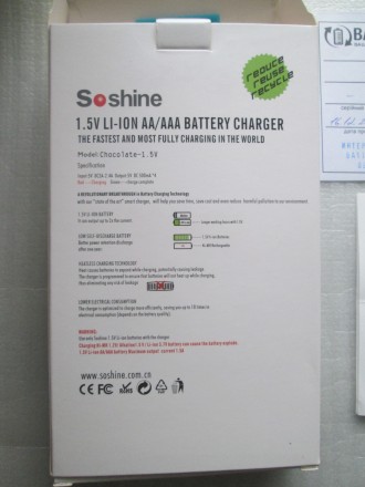 Зарядний пристрій Soshine Chocolate 1.5V USB Charger. Тількі для літієвих акумул. . фото 8