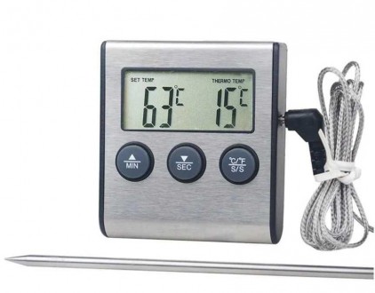 Термометр для м'яса KCASA TP-700 (0C до +250C) з таймером і магнітом
 Цифровий т. . фото 2