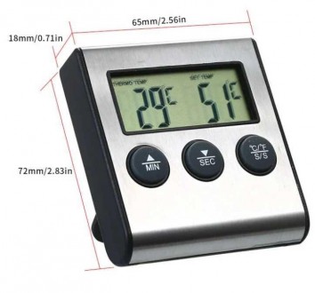 Термометр для м'яса KCASA TP-700 (0C до +250C) з таймером і магнітом
 Цифровий т. . фото 3