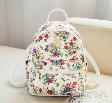 Женский городской прогулочный рюкзак с цветочками, мини рюкзачок для девушек с ц