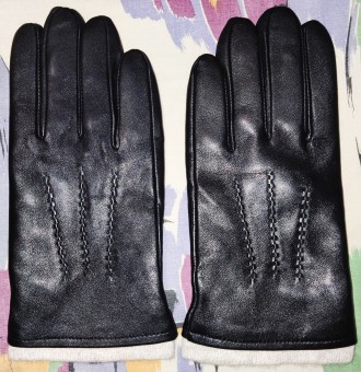 Кожаные перчатки с кашемиром, размер-М, ширина-10см, средний палец-9см, на небол. . фото 2