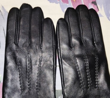 Кожаные перчатки с кашемиром, размер-М, ширина-10см, средний палец-9см, на небол. . фото 5