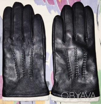 Кожаные перчатки с кашемиром, размер-М, ширина-10см, средний палец-9см, на небол. . фото 1