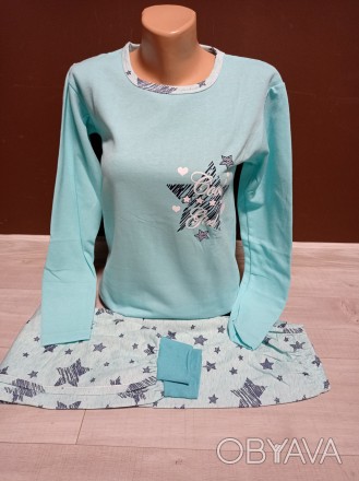 Тепла піжама жіноча з мікроначісом Туреччина 42-50 розміри реглан та штани байка. . фото 1
