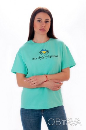 Стильная футболка oversize для женщин из легкого стрейч-кулира. Модель с коротки. . фото 1