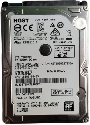Жесткий диск HDD 1TB 7200rpm 32MB SATA III 2.5 Hitachi 7K1000-1000 HTE721010A9E6. Київ. фото 1 Жесткий диск HDD 1TB 7200rpm 32MB SATA III 2.5 Hitachi 7K1000-1000 HTE721010A9E6. Київ. фото 1