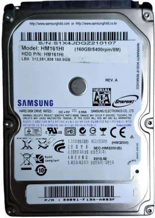 Жесткий диск для ноутбука 160GB 5400rpm 8MB SATA II 2.5" Samsung Spinpoint M7 HM. . фото 2