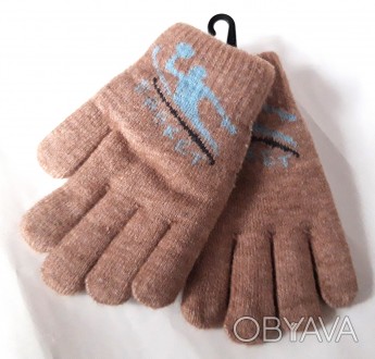 Детские теплые двойные перчатки с начесом. Состав: 40% шерсть, 25% кашемир, 15% . . фото 1
