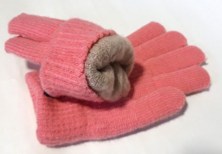 Детские теплые двойные перчатки с начесом. Состав: 40% шерсть, 35% бамбук, 25% с. . фото 3