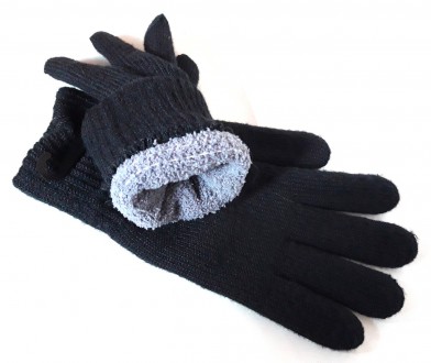 Вязаные зимние перчатки, теплые подкладка махра. Состав 40% шерсть, 50% акрил, 1. . фото 3