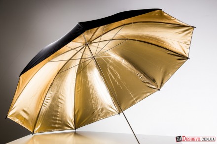Студійна парасолька Mingxing 152 см чорний з золотим (48053)
Студійна парасолька. . фото 2