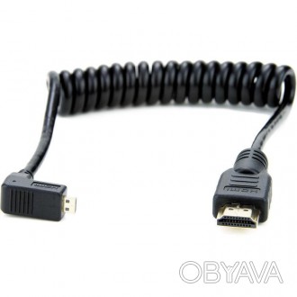 Кабель Atomos Coiled Right-Angle Micro-HDMI to HDMI Cable (11.8 to 17.7") (30-45. . фото 1