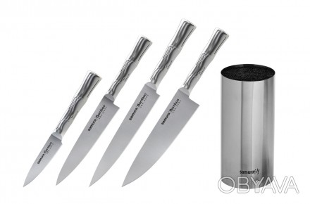 Набор из 4 ножей и подставки Samura Bamboo в подарочной коробке (SBA-05)