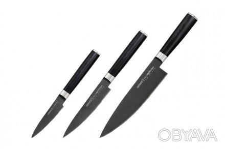 Набор из 3-х кухонных ножей в подарочной коробке Samura Mo-V Stonewash (SM-0220B