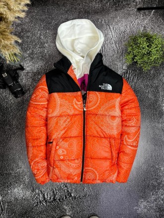 
Куртка мужская зима оранжевая без капюшона фирменная лого The North Face (TNF) . . фото 2