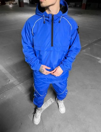 Cпортивный костюм мужской синий демисезонный с капюшоном штаны и анорак STONE IS. . фото 2