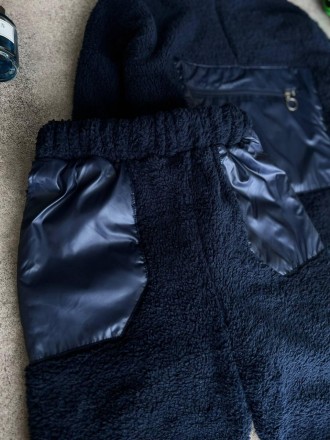 Костюм спортивный мужской синий зимний оверсайз с капюшоном утеплённый мягуська . . фото 4