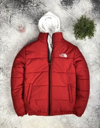 
Куртка мужская зима красная без капюшона брендовая с логотипом The North Face (. . фото 1