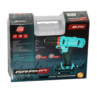 Шурупокрут акумуляторний Grand ДА-21Li (2 акумулятори, 2 А/год, кейс) Чохія. Київ. фото 1