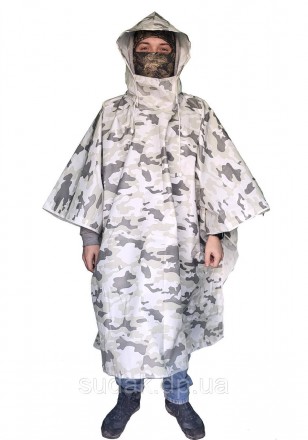  Плащ-дождевик тактический цвет белый ЗСУ Пончо с капюшоном Военный плащ от дожд. . фото 2