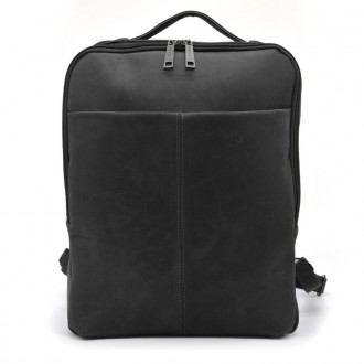 Шкіряний рюкзак для ноутбука чорний на два відділення RA-7280-3md. Зручний та пр. . фото 4