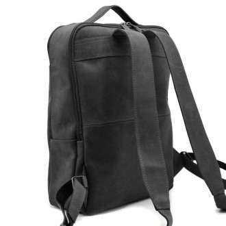 Шкіряний рюкзак для ноутбука чорний на два відділення RA-7280-3md. Зручний та пр. . фото 6