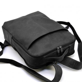 Шкіряний рюкзак для ноутбука чорний на два відділення RA-7280-3md. Зручний та пр. . фото 7