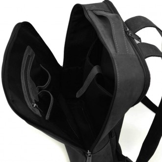 Шкіряний рюкзак для ноутбука чорний на два відділення RA-7280-3md. Зручний та пр. . фото 8