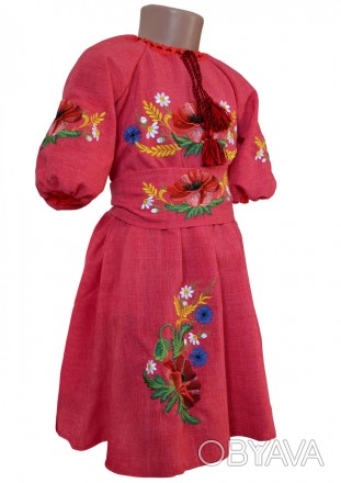 Платье клеш вышитая с поясом
размер по росту 92-128
Рукав - 3/4
ткань - Лен габа. . фото 1