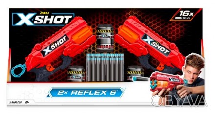 X-Shot Red Набір швидкострільних бластерів EXCEL Reflex Double (2 бластера, 3 ба. . фото 1