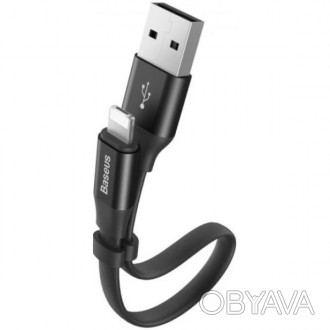 Кабель Baseus Two-in-one Portable USB to Lightning 0.23m Black - короткий и наде. . фото 1