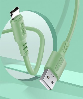 Кабель ColorWay USB-USB Type-C, soft silicone, 2.4А, 1м, Green 
 
Отправка данно. . фото 7