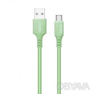 Кабель ColorWay USB-USB Type-C, soft silicone, 2.4А, 1м, Green 
 
Отправка данно. . фото 1