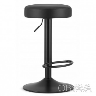 Круглый барный стул без спинки Hoker Bonro B-067 черный цвет с черной металличес. . фото 1