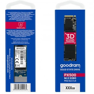 Накопичувач SSD 256GB GOODRAM PX500 M.2 2280 PCIe 3.0 x4 NVMe 3D TLC 
 
Отправка. . фото 4