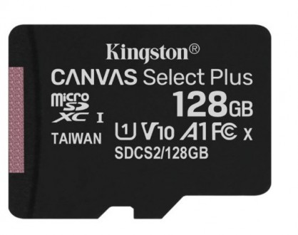 Карта пам`яті MicroSDXC 128GB UHS-I Class 10 Kingston Canvas Select Plus R100MB/. . фото 2